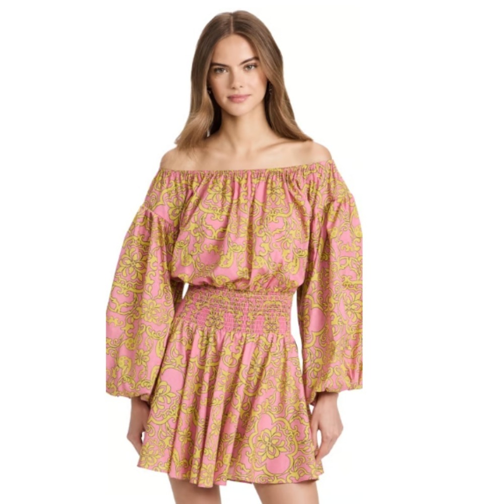 NWT MISA Los Angeles Jordana Smocked Waist Mini Dress Size Extra Small XS Pink
